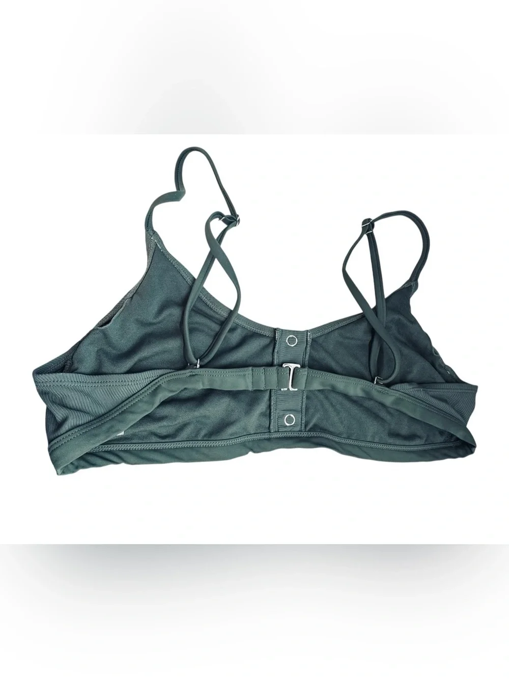 Xhilaration Forest Green Ribbed Bikini Set Snap Button Detail Top XL Bottom M